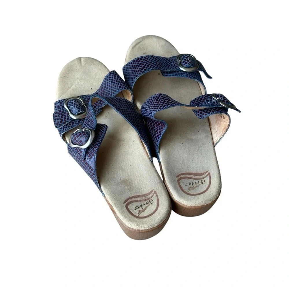 Dansko Sophie Metallic Blue Purple Buckle Adjustable Sandals Size 40 9.5 - Picture 9 of 11